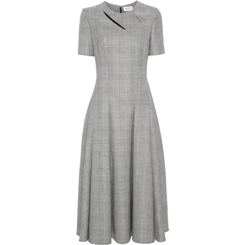 Check Print Wool Midi Dress , female, Sizes: M - alexander mcqueen - Modalova