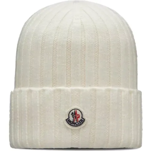 Knit Logo Patch Wool Hat , female, Sizes: ONE SIZE - Moncler - Modalova