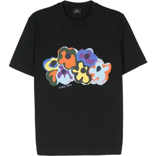 Blumendruck Rundhals T-Shirt , Herren, Größe: M - Paul Smith - Modalova