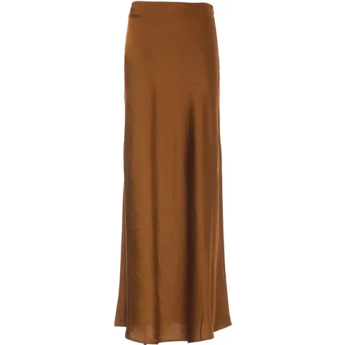 Bronze Maxi Satin Langer Rock , Damen, Größe: L - Essentiel Antwerp - Modalova