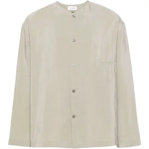 Light Mist Grey Collarless Shirt , male, Sizes: S, M, L - Lemaire - Modalova