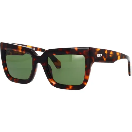 Firenze Sunglasses in Havana with Dark Green Lenses , female, Sizes: 55 MM - Off White - Modalova
