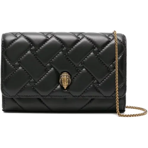 Leather Clutch Bag with Glass Appliques , female, Sizes: ONE SIZE - Kurt Geiger - Modalova