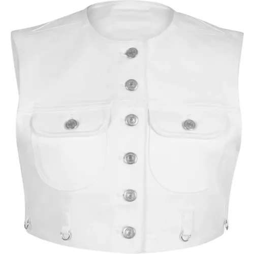 Cropped Denim Vest , female, Sizes: S, M - Courrèges - Modalova