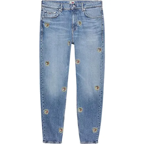 Faded Denim Jeans with Embroidered Patches , male, Sizes: W32 - Tommy Hilfiger - Modalova