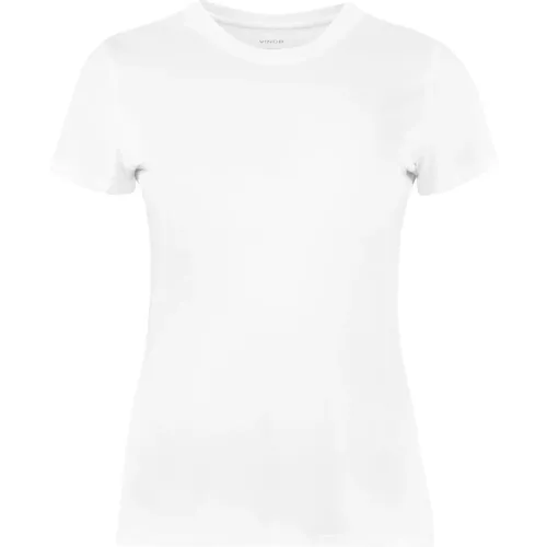 Geripptes Baumwoll-T-Shirt , Damen, Größe: L - Vince - Modalova