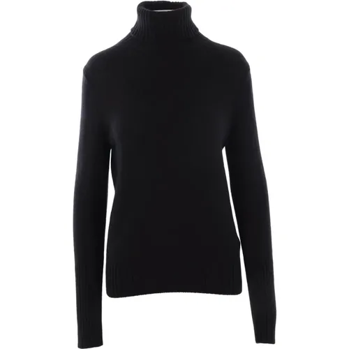 Kaschmir Schwarzer Pullover Hoher Kragen , Damen, Größe: L - allude - Modalova