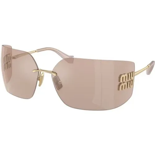 Goldrahmen Rosa Verspiegelte Gläser Sonnenbrille - Miu Miu - Modalova