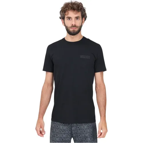 Schwarzes T-Shirt mit kurzem Ärmel und Logo , Herren, Größe: L - Moschino - Modalova