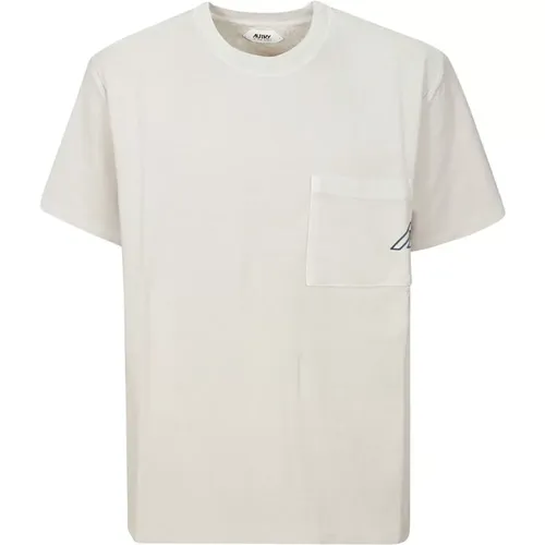 Amour Cotton Crewneck T-Shirt with Pocket , male, Sizes: S, M - Autry - Modalova