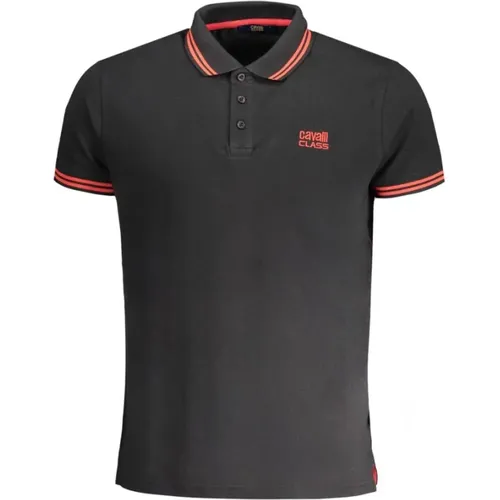 Schwarzes Baumwoll-Poloshirt mit Kurzen Ärmeln , Herren, Größe: XL - Cavalli Class - Modalova