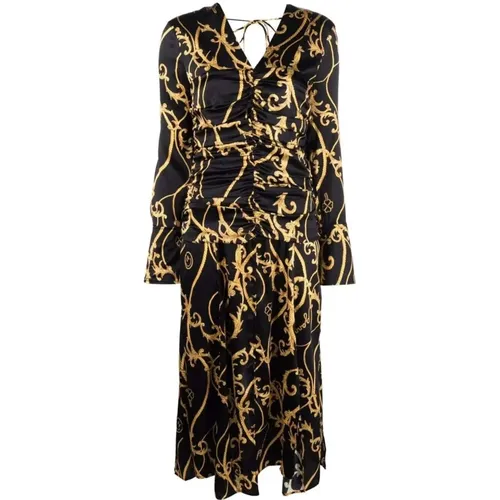 Baroque-print Silk Dress , female, Sizes: XS - Ganni - Modalova