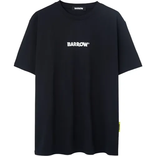 Schwarzes bedrucktes Hemd,Schwarzes T-Shirt mit Logo und Druck,Logo Print Crew Neck T-shirts und Polos - Barrow - Modalova