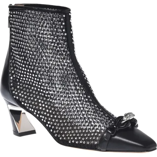 Ankle boot in black mesh Baldinini - Baldinini - Modalova
