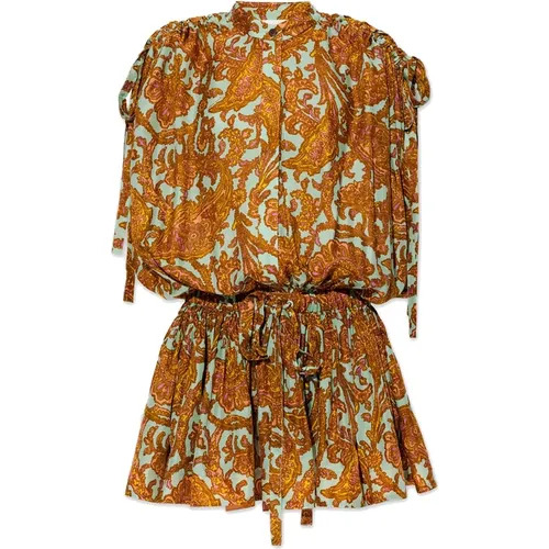 Patterned Silk Dress with Drawstring Waist , female, Sizes: M - Zimmermann - Modalova