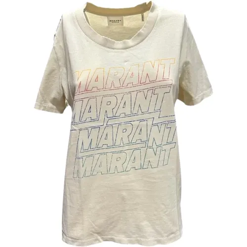 Shirt mit Logo-Print und Distressed-Details , Damen, Größe: XS - Isabel Marant Étoile - Modalova