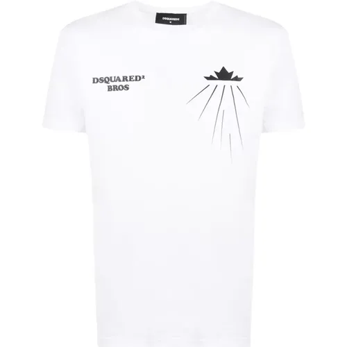 Bedrucktes Baumwoll-T-Shirt - Update für Herren Freizeitgarderobe , Herren, Größe: S - Dsquared2 - Modalova