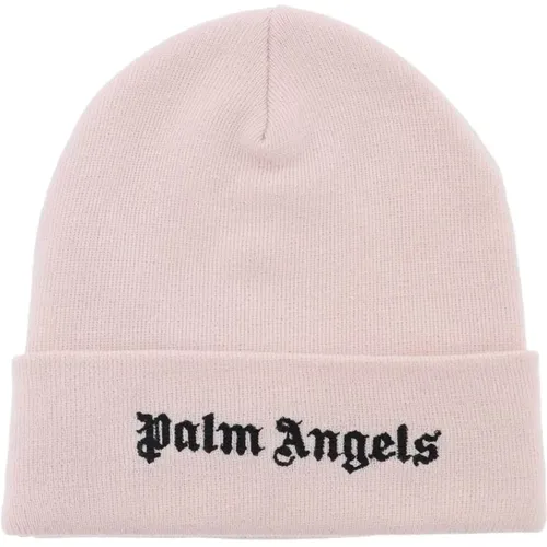 Logo Beanie Hat in Cotton Knit , male, Sizes: ONE SIZE - Palm Angels - Modalova