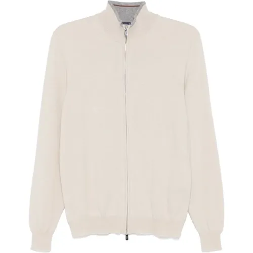 Cashmere Cardigan Zip Sweater - Fedeli - Modalova