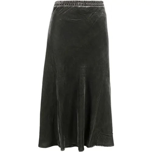 Dark Grey Velvet Maxi Skirt , female, Sizes: XS, S - Gold Hawk - Modalova