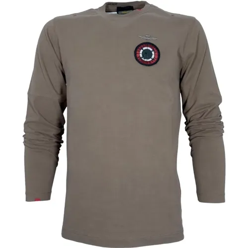 Langarm Militärgrünes T-Shirt , Herren, Größe: M - aeronautica militare - Modalova