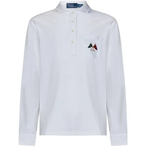 Weiße Polo T-Shirts und Polos mit Vorderer Verschlussleiste , Herren, Größe: S - Polo Ralph Lauren - Modalova