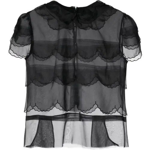 Schwarzes Seidenhemd mit Rundhalsschnitt - Maison Margiela - Modalova