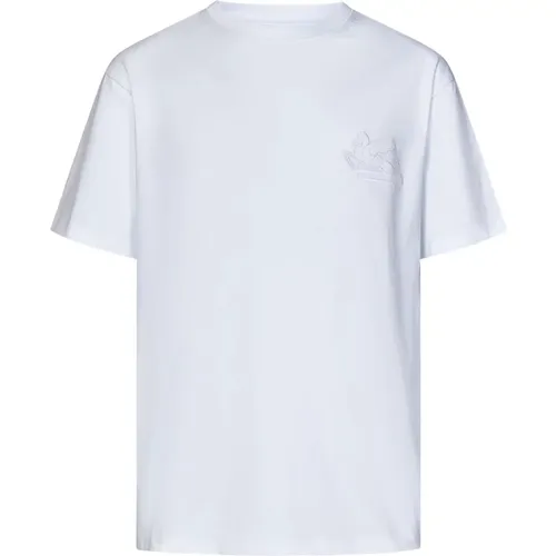 Weißes Baumwoll-Jersey T-Shirt Chic Bestickt - ETRO - Modalova