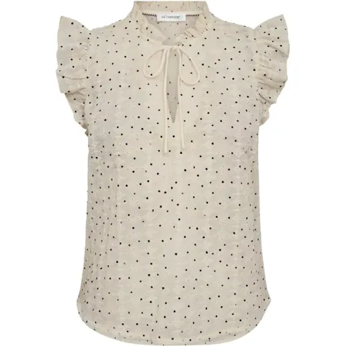 Mini Dot Top Bluse mit Rüschenärmeln , Damen, Größe: L - Co'Couture - Modalova