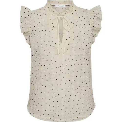 Mini Dot Top Bluse mit Rüschenärmeln , Damen, Größe: S - Co'Couture - Modalova