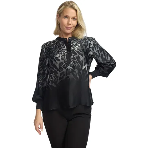 Schwarze Leo Bluse mit Puffärmeln - 2-Biz - Modalova