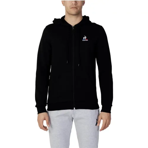 Schwarzer Kapuzenpullover mit Reißverschluss , Herren, Größe: L - Le Coq Sportif - Modalova