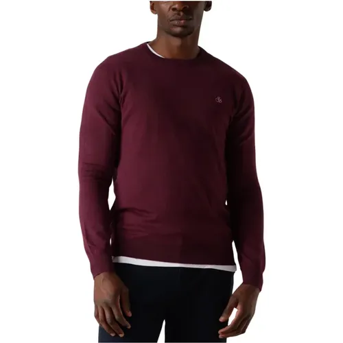 Essential Viscose Sweater Rot Luxus , Herren, Größe: M - Scotch & Soda - Modalova