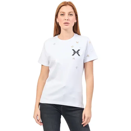 Weißes T-Shirt mit Rundhalsausschnitt und Logo , Damen, Größe: L - Richmond - Modalova