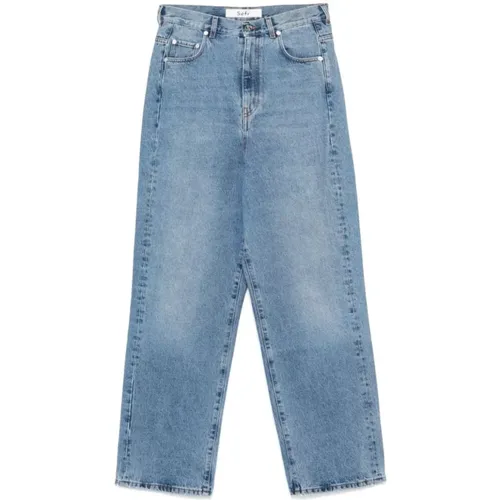 Blaue High-Waisted Wide Leg Jeans , Herren, Größe: W30 - Séfr - Modalova