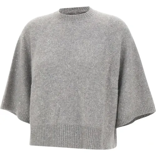 Soft Grey Sequin Sweater , female, Sizes: M, L, S - Fabiana Filippi - Modalova