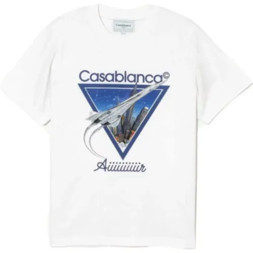 Weiße Air T-Shirt mit bedrucktem Logo , Herren, Größe: XL - Casablanca - Modalova