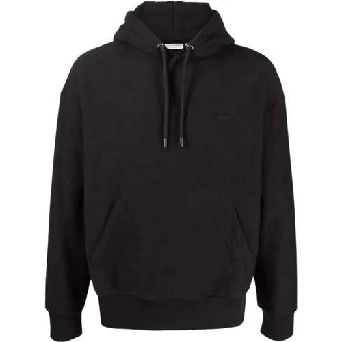 Schwarzer Boucle Baumwollmischung Hoodie für Männer , Herren, Größe: L - Calvin Klein - Modalova