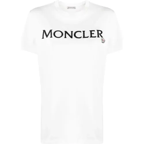 Beige Logo-Print T-Shirt Ss23 , Damen, Größe: L - Moncler - Modalova