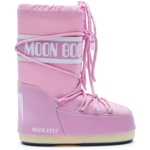 Rosa Winterstiefel mit PVC-Details , Damen, Größe: 27 EU - moon boot - Modalova