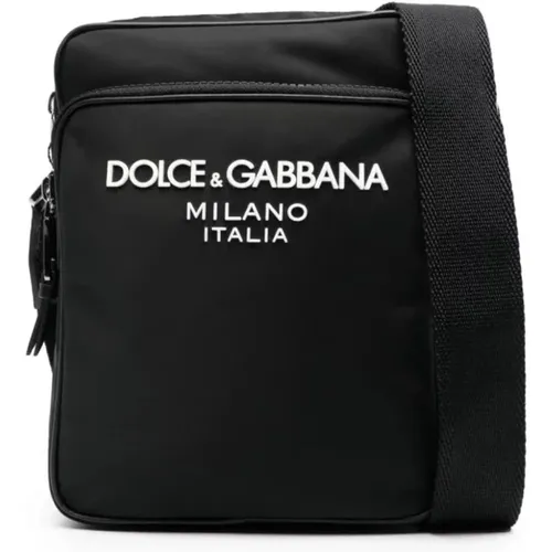 Umhängetasche,Nylon Crossbody Tasche mit Logo und Lederdetails - Dolce & Gabbana - Modalova