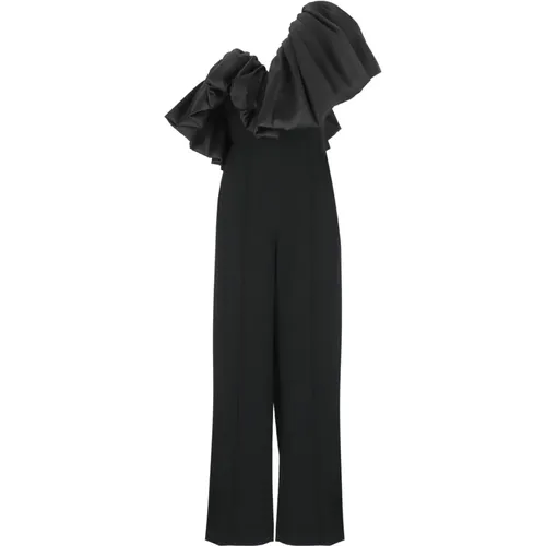 V-Neck Jumpsuit with Ruffle Detail , female, Sizes: L, M - Solace London - Modalova