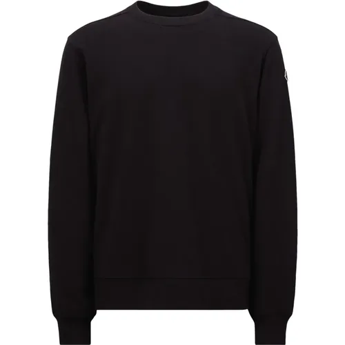 Schwarzer Crewneck Sweatshirt mit Logo-Patch , Herren, Größe: S - Moncler - Modalova