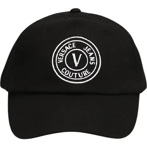 Schwarze Baumwoll-Logokappe - Versace Jeans Couture - Modalova