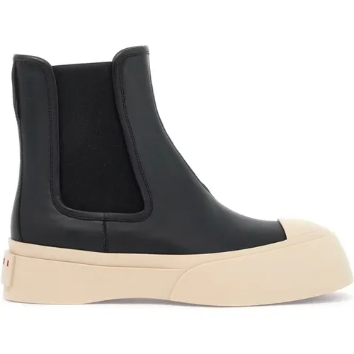 Leder Chelsea Ankle Boots mit Elastik , Damen, Größe: 37 EU - Marni - Modalova