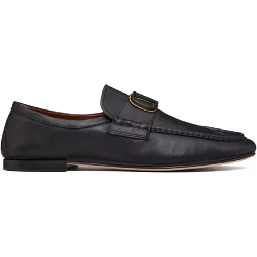 Schwarzer Loafer Signature VLogo Nappaleder , Herren, Größe: 39 EU - Valentino Garavani - Modalova