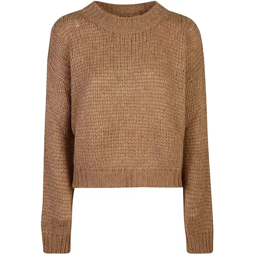 Brauner Strickpullover Aw24 , Damen, Größe: L - Roberto Collina - Modalova