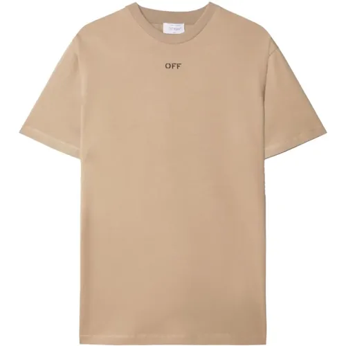 Stitch Slim Tee Shirt , male, Sizes: L, M, XL - Off White - Modalova