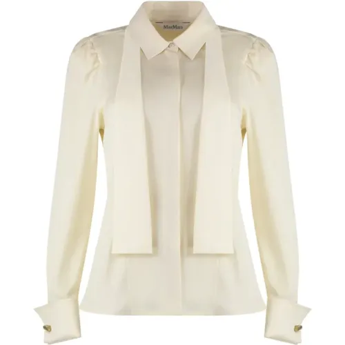 Ivory Silk Paraggi Shirt , female, Sizes: M - Max Mara - Modalova