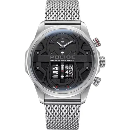 Stainless Steel Quartz Man Watch Grey , male, Sizes: ONE SIZE - Police - Modalova